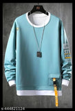 Trendy cotton-blend long sleeves men's t-shirt, solid color, size S (18in/26in), made in India