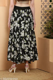 Black Neoen floral print crepe skirt, size 28 (waist 34in, length 35in), India origin