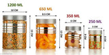 Silver plastic grocery container set with various sizes (1200ml, 650ml, 350ml, 250ml), pack of 24 pieces