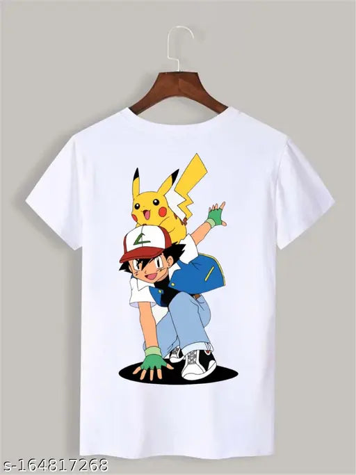 Ash Pikachu printed polycotton t-shirt, short sleeves, round neck, S, M, L, XL, XXL