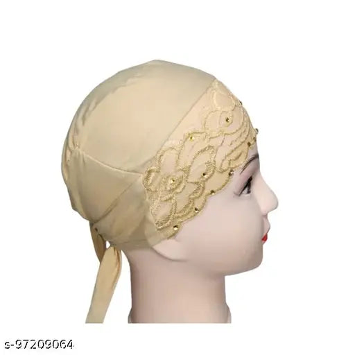 Cream scarf with gold trim headwrap