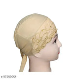 Cream scarf with gold trim headwrap