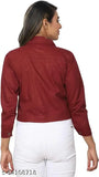 3/4th Sleeve Self Design Women Denim Jacket