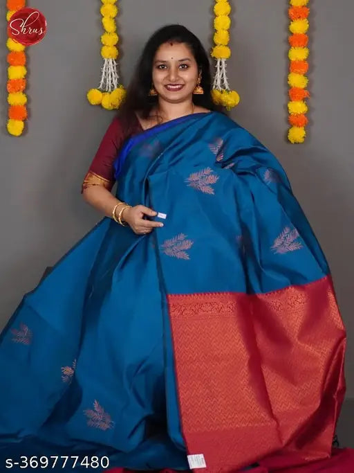 Rich vichitra silk saree with all-over jacquard pallu, free size, 5.5m length