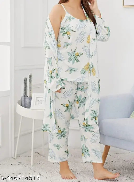 Viscose rayon printed night suit set for women, sleeveless pyjamas in various sizes (S-XXL), India origin