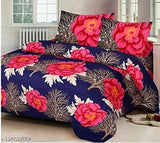 Bright floral polycotton flat sheets (160 thread count), 2 pillow covers included for a summer refresh - Sainam bedsheets, made in India