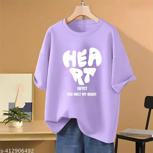 Large, lavender purple t-shirt with a white graphic and the text "Skyct" in black. Oversized, baggy fit designed for women