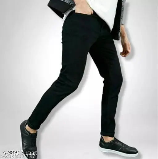 Denim men's plain jeans by BE BLACK, ideal for various occasions, size 30x38, made in India