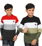 Multicolor wool sweater for boys, colorblocked pattern, pack of 2 for ages 8-12 years