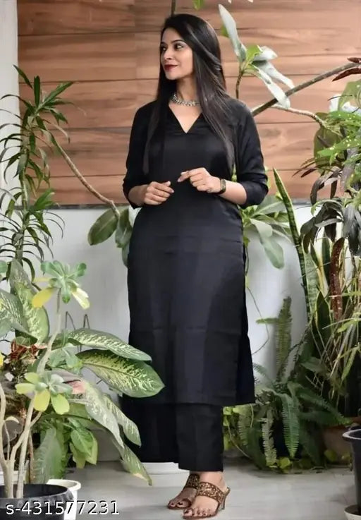 Rayon kurta set with palazzos for women, VNACK designer long kurti and pants combo, India-made