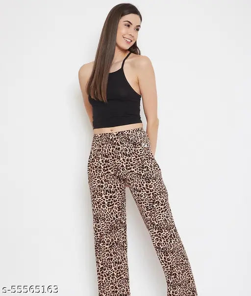 Black and white tiger print pyjamas with a cropped top for women