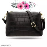 Black leather women's trendy handbag, multiple card slots