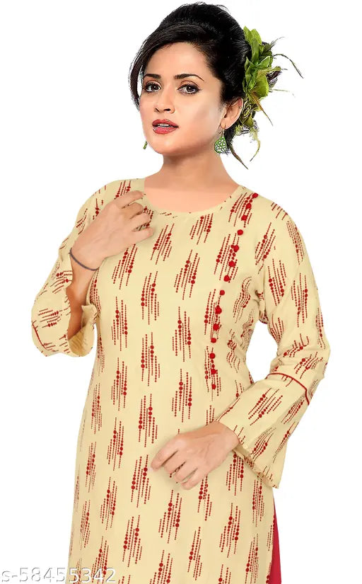 Rayon dot print set Kurta and Palazzos, three-quarter sleeves, Indian designer fashion for women's events