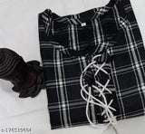 Black woolen kurti, long sleeves, button front
