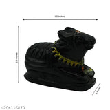 Hand-painted black Nandi statue, polyresin god idol from India for pooja room decor