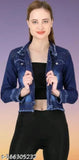 Denim waistcoat for classic, graceful women, solid pattern, long sleeves, Indian design and craftsmanship