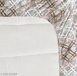 Brown glace cotton fitted bedsheet & pillow covers set, geometric print, soft, attractive, elastic, summer-ready adult bedding
