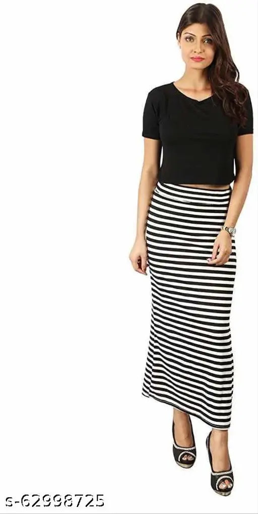 Black and white long skirt for women