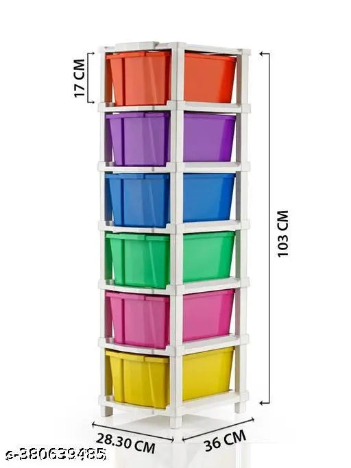 Colorful modular storage organizer system, 6 xl, multi-drawer organization solution with adjustable dividers, capacity 15L+