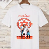 Polyester Pawan Kalyan "My Hero God" t-shirt, printed design on short sleeves, size L (Chest 40 in, Length 29 in), made in India