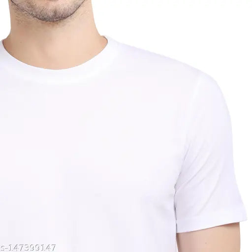 Navy and White cotton round neck men's t-shirts combo (2 pack) - Solid style perfect for casual wear, made in India