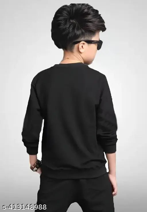 Sarte Fashion Boys Black Cotton Stylish Printed T-shirt