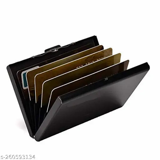 Solid metal Shivarth wallet, 6 slots for debit/credit cards, slim design, fits perfectly in pockets or bags, ideal gift for men & women, India origin