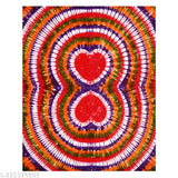 Colorful Jaipuri Tie Dye Cotton Bedsheet with Red, Green, and White Stripes