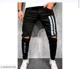 Black denim men's trousers from PPF, featuring placement print design. PPFMenblacktrouserPaintRUF (N1), size 30x33 (IN)