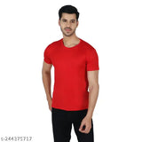 Stylish modern men's polyester t-shirts, solid color, short sleeves - available in S, M, L, XL, XXL (India)