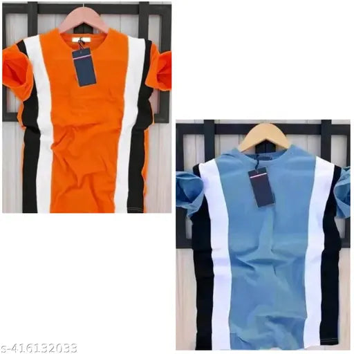 Classic polyester colorblocked t-shirt, short sleeves, size options available