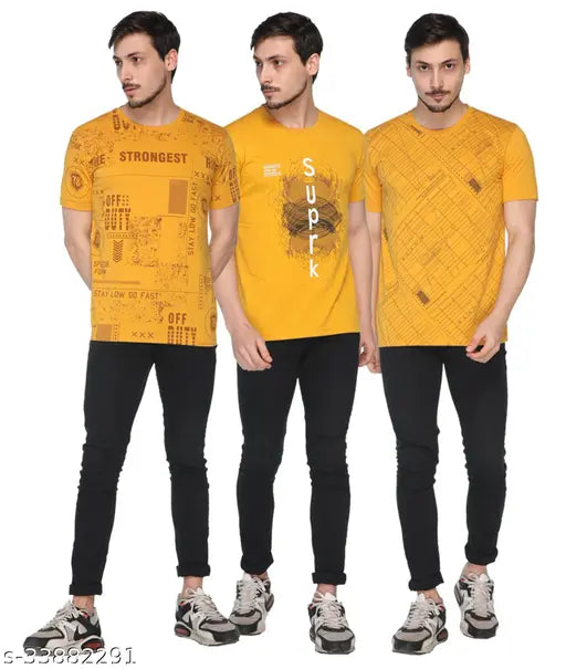 Cotton blend round neck T-shirt by Shaun, printed pattern, short sleeves [S: 37in x 25in]