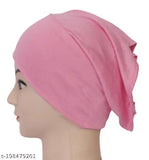 Pink cotton hijab cap with ruffled ends, export quality pack of 1