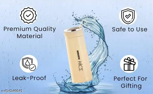 Premium Nice Print Glass Water Bottle with Food grade Plastic - 400ml | Glass Bottle | Leak Proof | BPA Free | For School or College | Easy to carry | Blue | Pack of 4