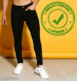 Black men's jeans, regular fit, straight cut, cotton fabric, button and zipper closure