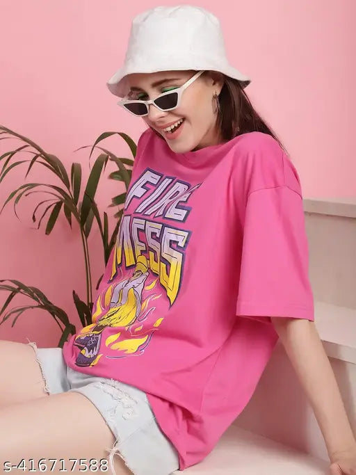 Pink oversized t-shirt, women's, graphic print