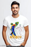 Krishna printed cotton-silk short sleeves t-shirt, vibrant design for men and boys, celebrating Janmashtmi festival from India