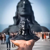 Black resin Adi Shankara statue, Adiyogi Shiva car dash board pooja gift idol for home and office decor (7cm x 9cm x 8cm)