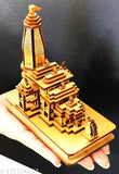 Handcrafted Wooden Shree Ram Mandir Ayodhya model, perfect for car dashboards or home puja, dimensions: 12cm(L) x 12cm(H) x 6cm(W), Indian origin