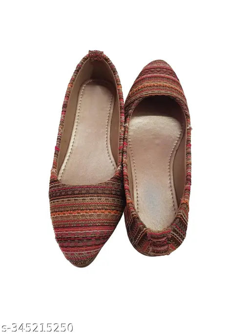 Textile striped slip-on women's bellis ballerinas by Basic Steps, comfortable partywear from India (IND sizes: 4, 5, 6, 7, 8)