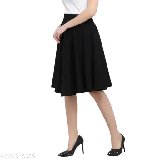Stylish Lyocell knee-length skirt for women, self-design pattern, versatile for casual and semi-formal wear