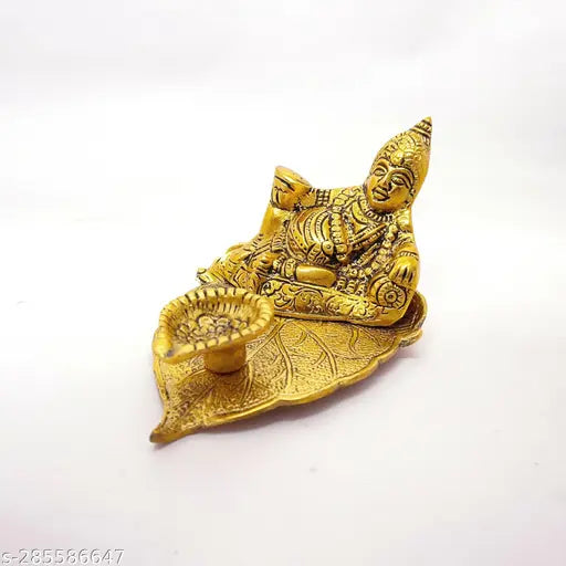 Metal Kubera Deepam temple decor, Indian god idol for pooja article