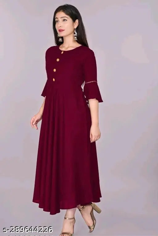 Maroon rayon Reyon Kurti for women: comfortable, chic, everyday wear