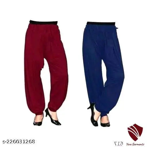 Maroon and navy blue rayon hareem pants for women