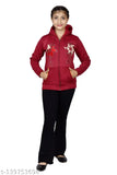 Girls' red, full-length hoodie with embroidery details