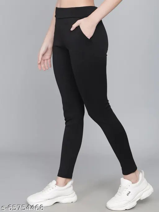 Stylish Lycra jegging combo with zip and pockets, two-piece set for versatile styling options