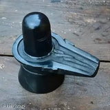 Black marble Shivling decorative showpiece, 12cm tall, Indian artisan crafted