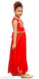 Red crepe sleeveless party dress for girls, single pack, 1-2 years size, India origin