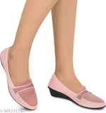 Pink PU synthetic bellies ballerinas for women - stylish, slip-on, slip-resistant party wear