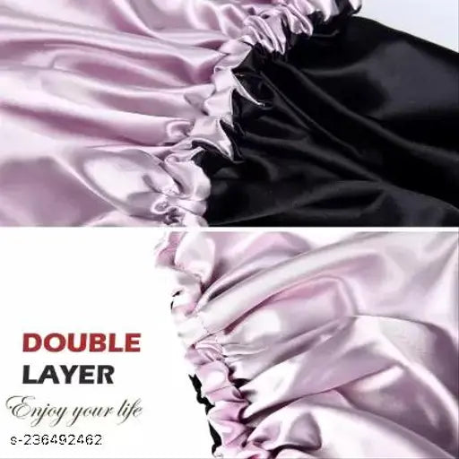 Black silk satin head cap for sleeping and styling 3 satin scrunchies included